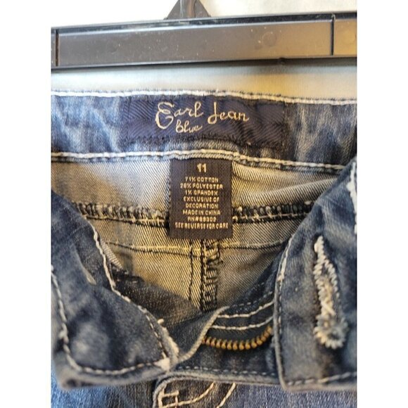 Earl Jeans Juniors Sz 11 Womens 4/6 Straight Leg Ankle Cuff Bling Pockets, CUTE! - Picture 9 of 13